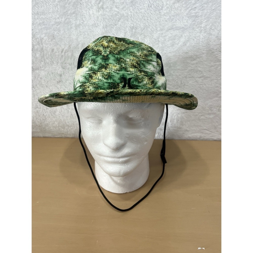 Hurley Green Camo Boonie Hat S/M Mesh Vent‎ Outdoor Safari Sun Hat
